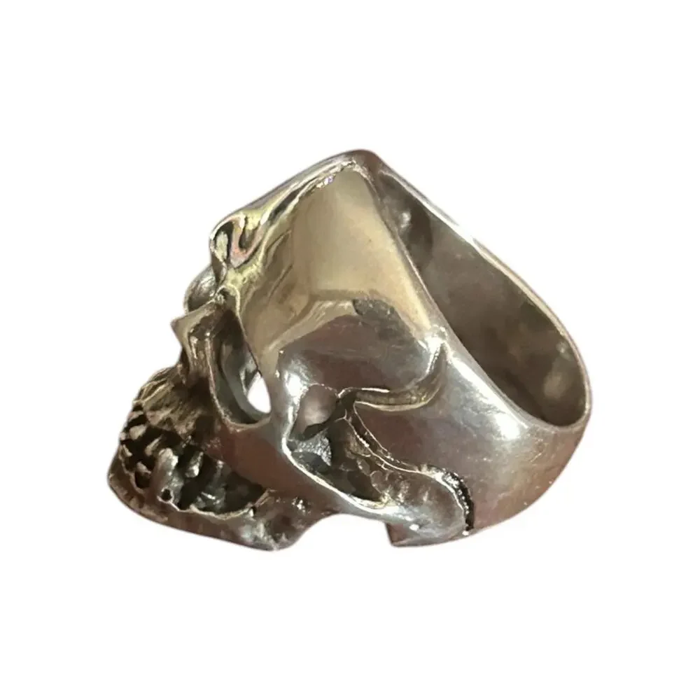 Vintage Sterling Silver Skull Statement Ring Size 10.5 Stamped 925, 1970s-80s